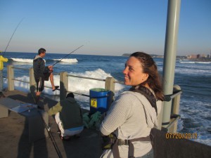 One the pier with the Fisherman.  They were catching sole fish