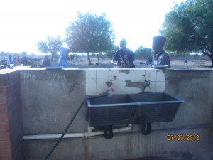 Children are required to wash their own dishes - this is one of the public sinks used to for that purpose