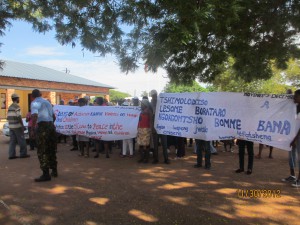 A Rally at the Kgotla (Community Center) to kick talk about Gender Based Violence