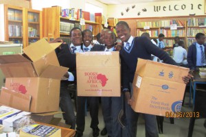The children were very excited to get BOXES of new books.  